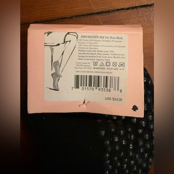 Kate Spade Barre Sock 2 Pairs/Set Black, One Size (fits most) - Picture 7 of 9